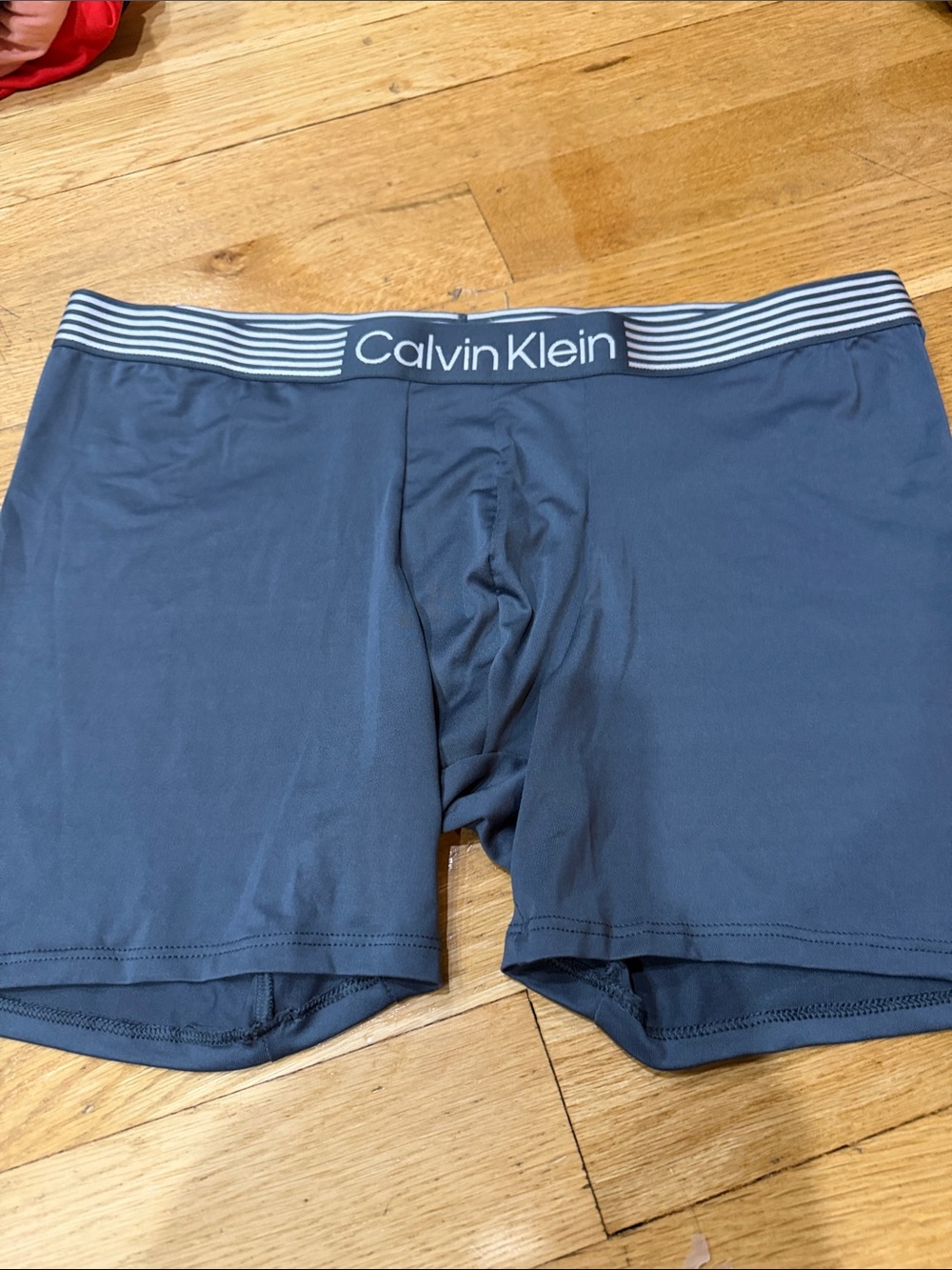 Calvin Klein Charcoal Gray Modal Boxer Briefs with Striped Waistband